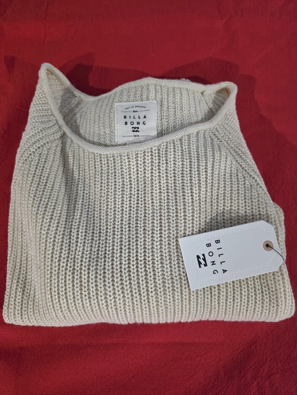 Billabong Women's Cream Crewneck Knit Sweater